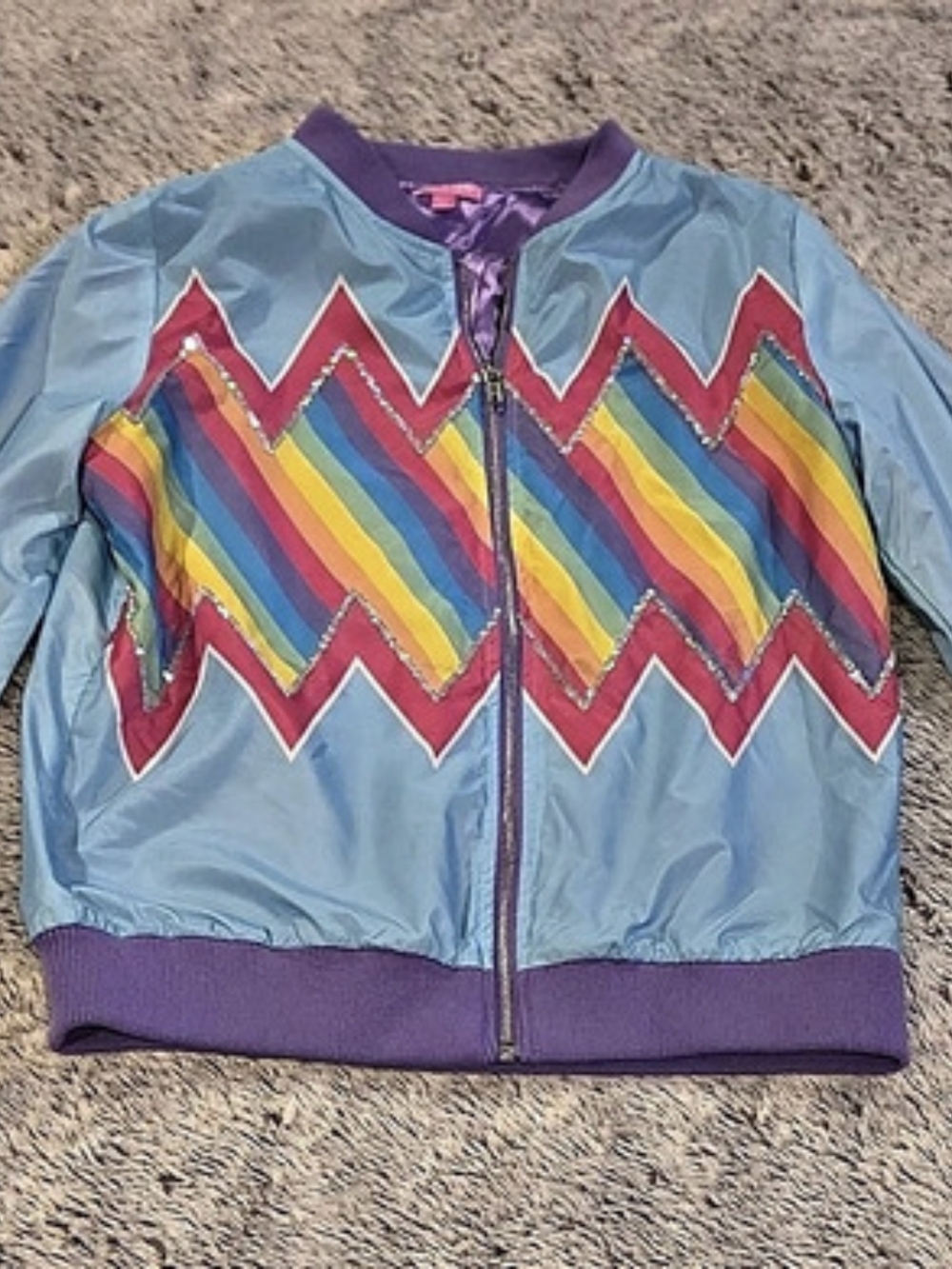 JoJo Siwa Girls Geometric Zip Jacket Blue Purple Size XL 14/16
